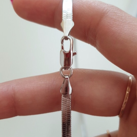 Sterling Silver Flat Snake Chain 18 inch Necklace - Picture 5 of 8